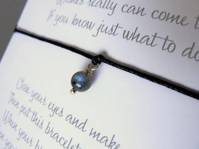 Wish Bracelet - Labradorite Gemstone Charm. Healing Labradorite Simple Bracelet.