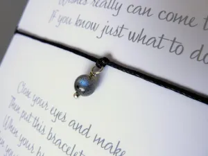 Wish Bracelet - Labradorite Gemstone Charm. Healing Labradorite Simple Bracelet.
