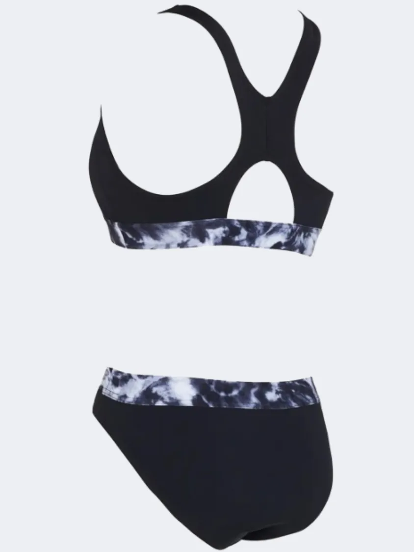 Zoggs Marble Actionback Women Swim Bikini Set Black/Grey